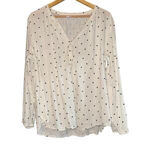 Old Navy Polka Dot Peasant Top Womens XL Lightweight Flowy Textured Beach Costal
